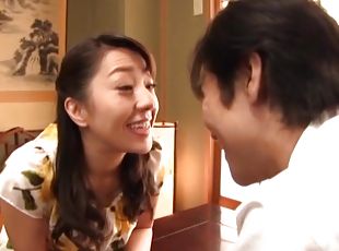 Delicious Japanese MILF fucks and gets a facial