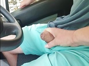 Busty mature wife giving a handjob to her husband
