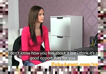 FakeAgent Super skinny model sucks and fucks in Casting interview